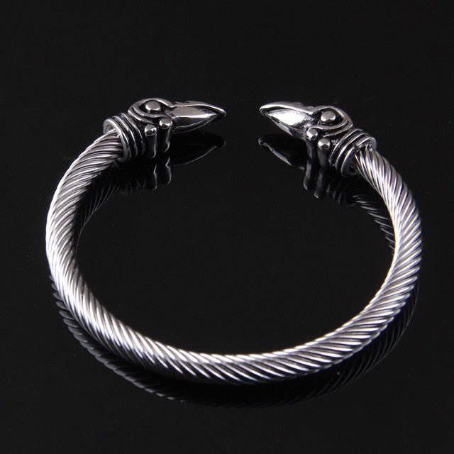Raven Head Torc Bracelet - Stainless Steel - Norsegarde