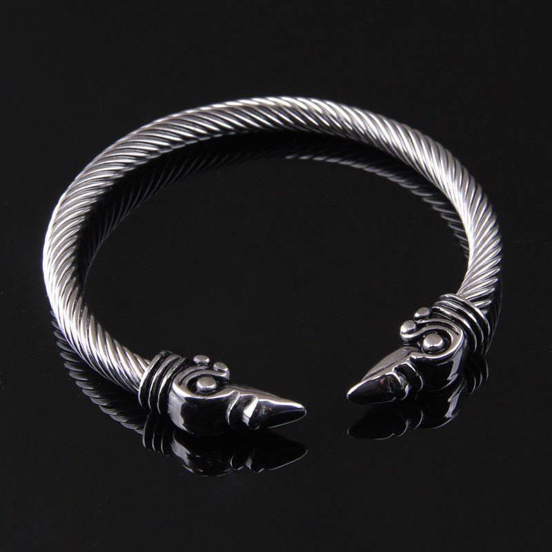 Raven Head Torc Bracelet - Stainless Steel - Norsegarde