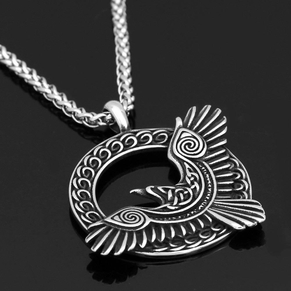 Raven's Flight Amulet - Stainless Steel - Norsegarde
