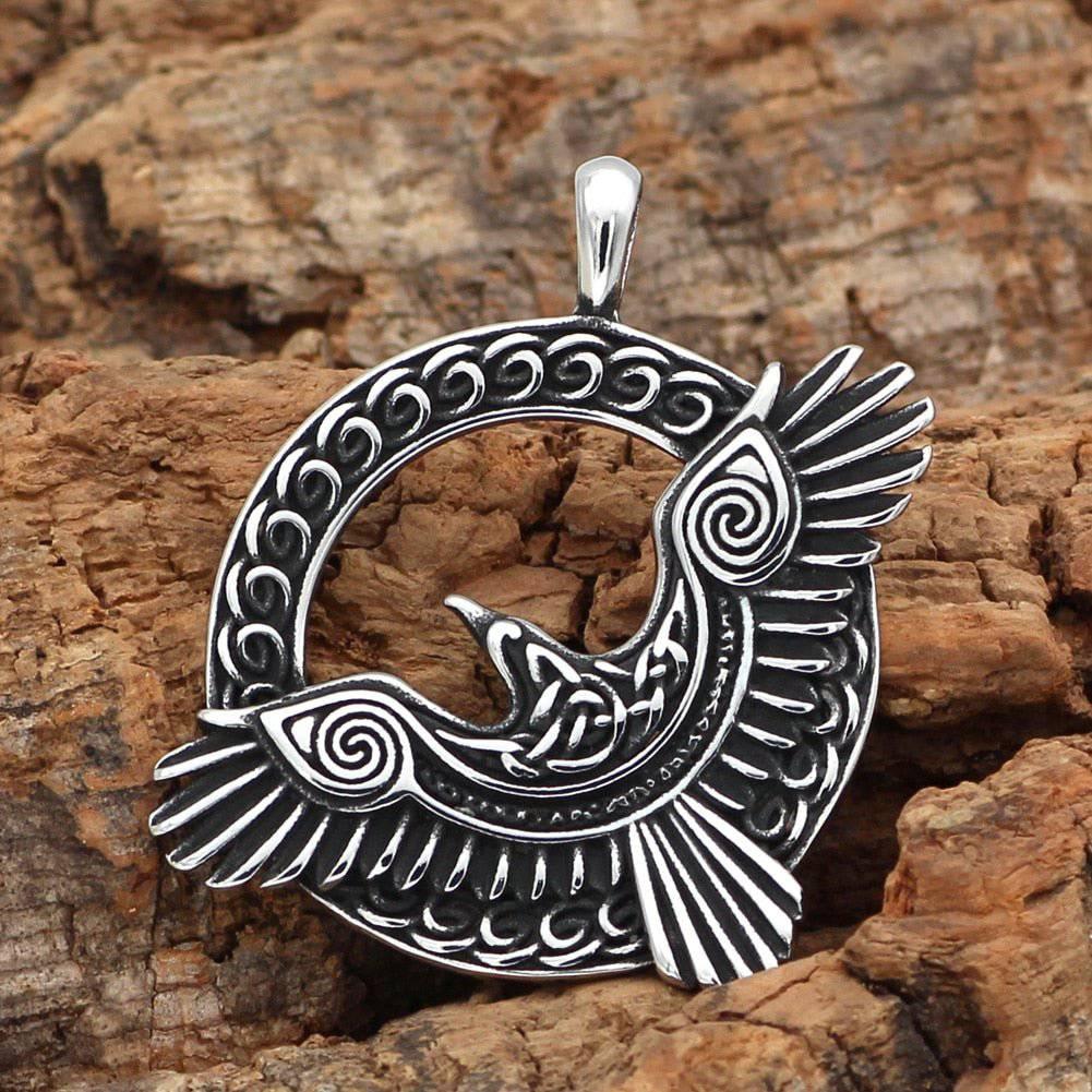 Raven's Flight Amulet - Stainless Steel - Norsegarde