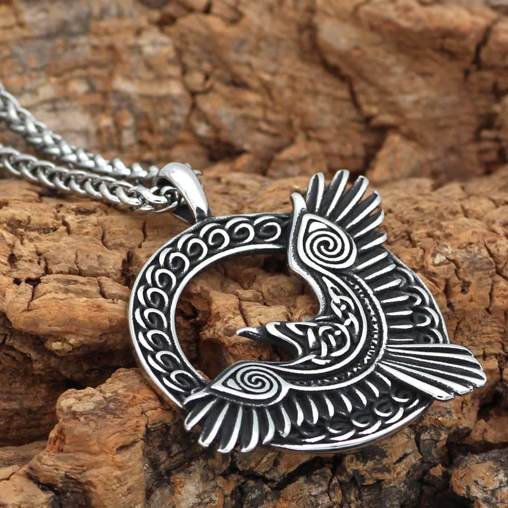 Raven's Flight Amulet - Stainless Steel - Norsegarde