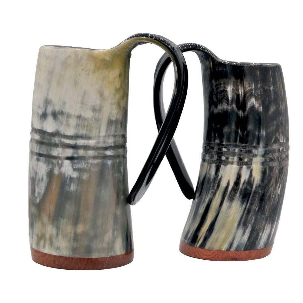 Redwood Base Drinking Horn Mug with Stripes - Norsegarde