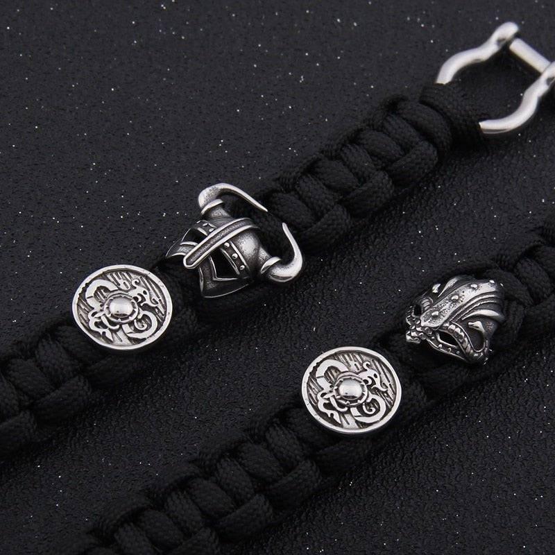 Shield and Helm Paracord Bracelet - Stainless Steel - Norsegarde