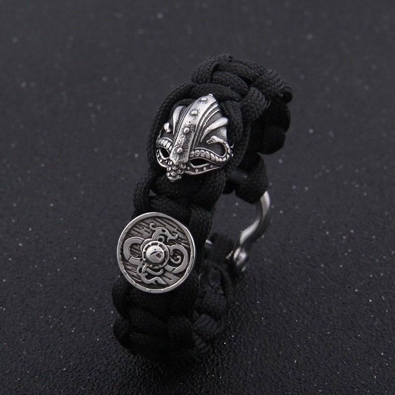 Shield and Helm Paracord Bracelet - Stainless Steel - Norsegarde