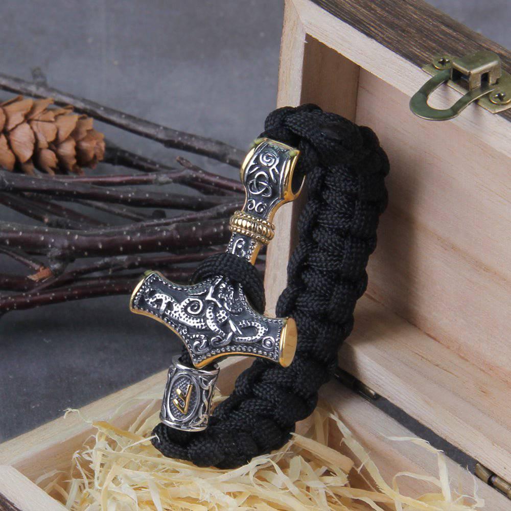 Thor's Hammer Ornamental Bracelet - Stainless Steel - Norsegarde