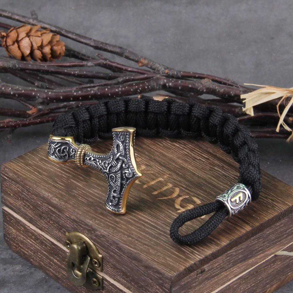 Thor's Hammer Ornamental Bracelet - Stainless Steel - Norsegarde