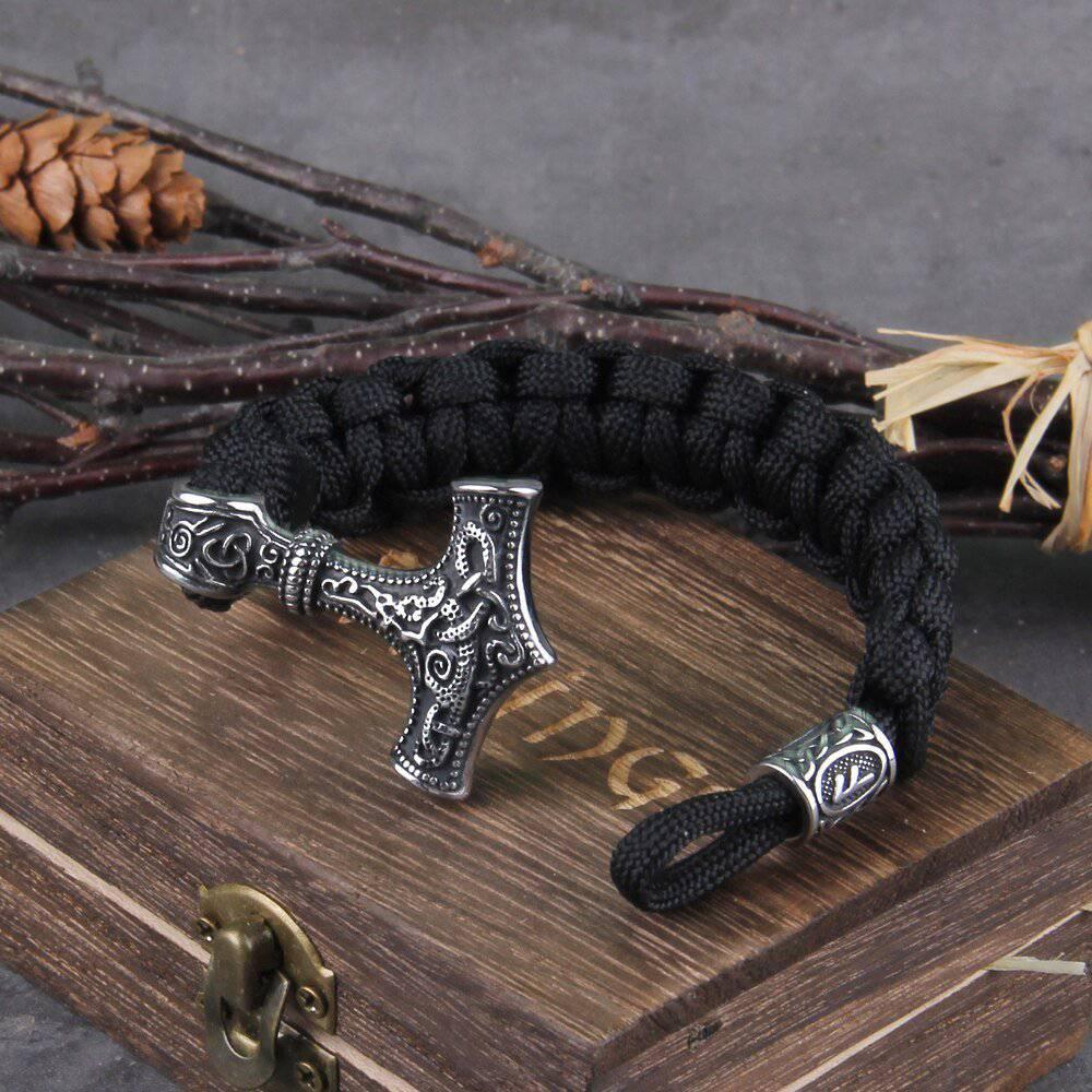 Thor's Hammer Ornamental Bracelet - Stainless Steel - Norsegarde