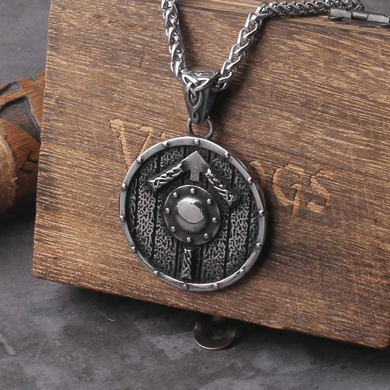 Tiwaz Rune Viking Shield Pendant - Stainless Steel - Norsegarde