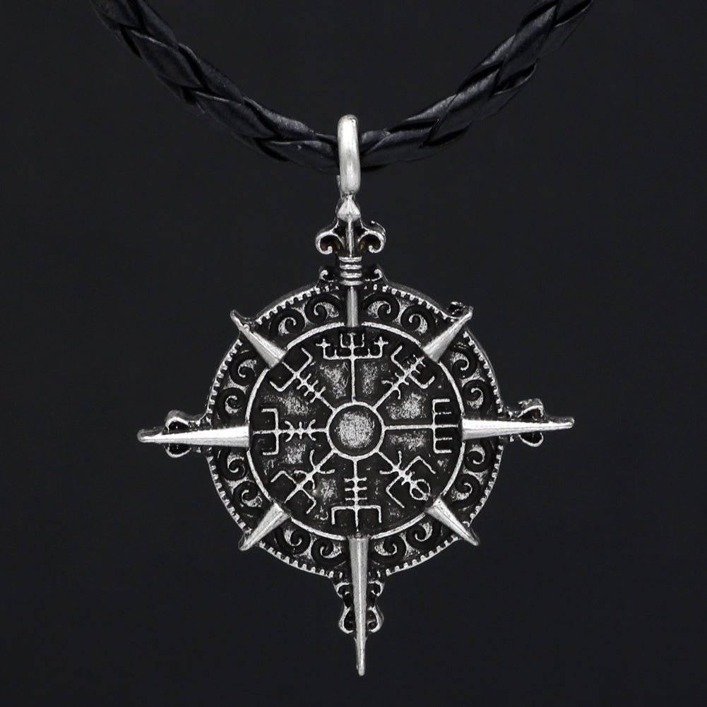 Viking Vegvisir Compass Pendant Norse Rune Amulet Necklace