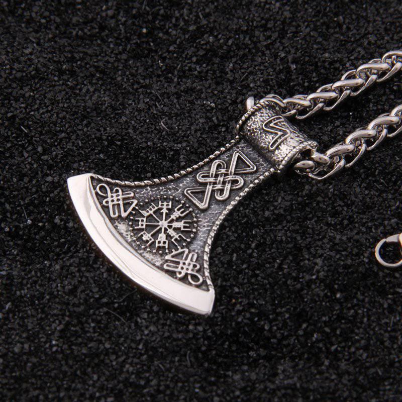 Vegvisir Rune Axe Head Pendant - Sterling Silver - Norsegarde