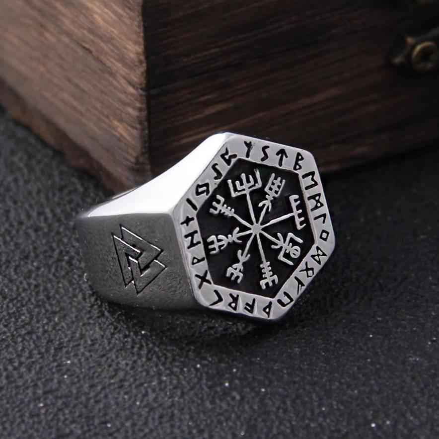 Vegvisir Runed Compass Ring - Stainless Steel - Norsegarde