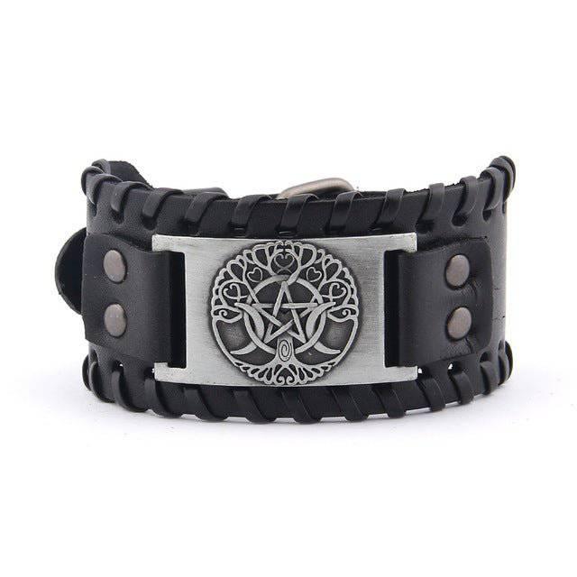 Wiccan Yggdrasil Leather Wrap Bracelet - Norsegarde