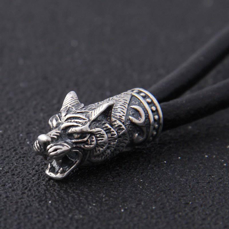 Wolf and Mjölnir Necklace - Sterling Silver - Norsegarde