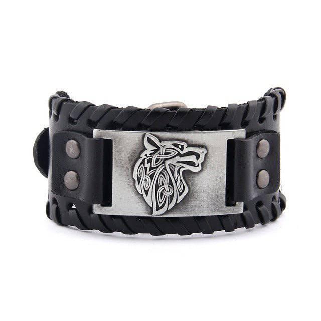 Wolf of Odin Leather Wrap Bracelet - Norsegarde