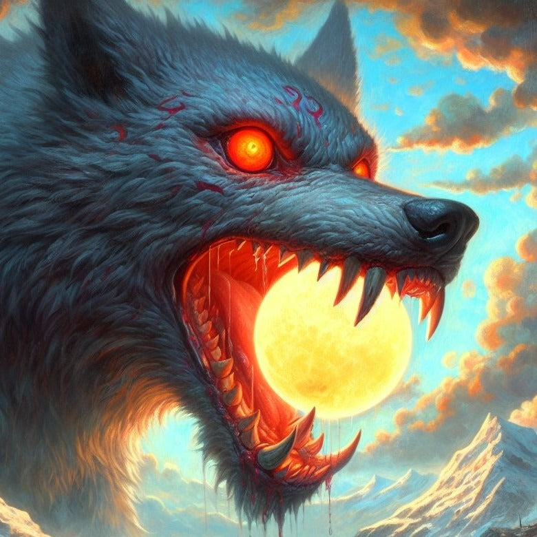 Fenrir wolf consuming the sun