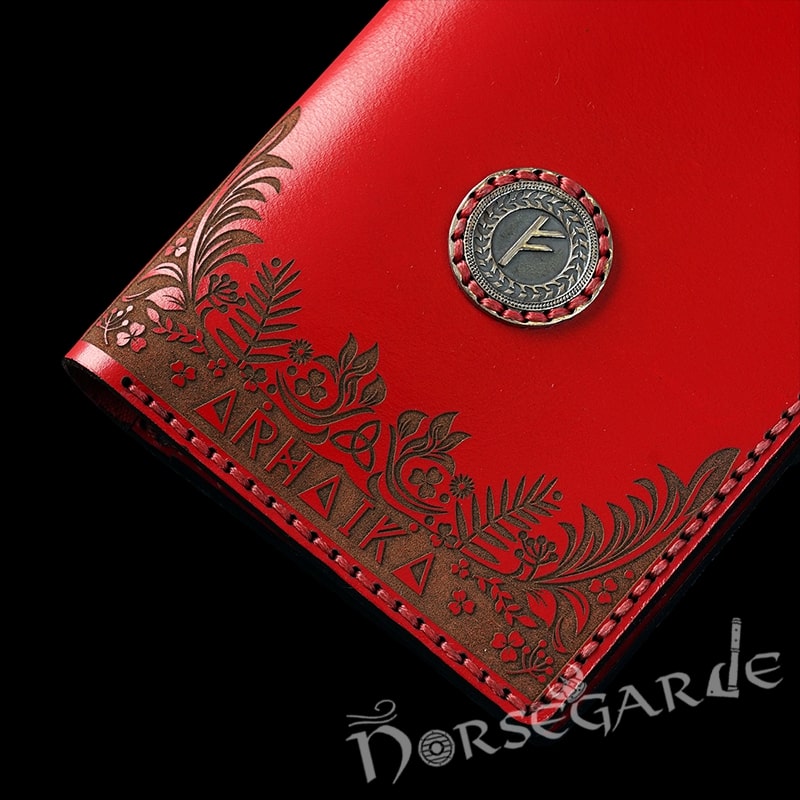 Handcrafted Leather Wallet 'Fehu' - Red