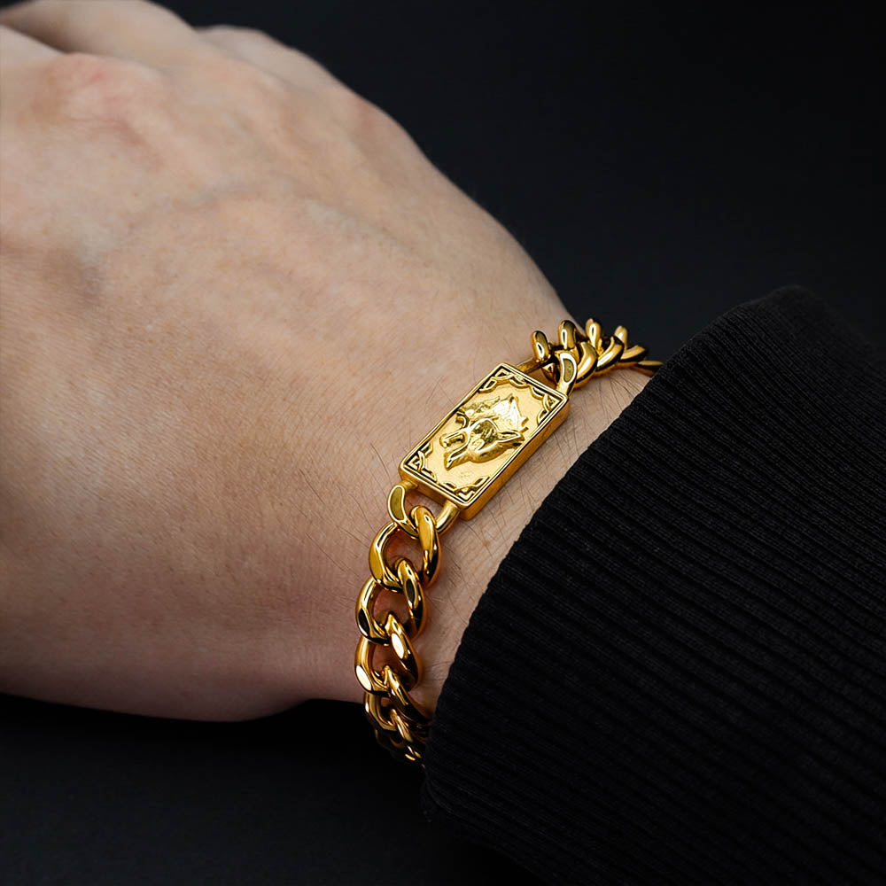 Fenrir's Fang 10mm Chain Bracelet - 18k Gold Plated Steel