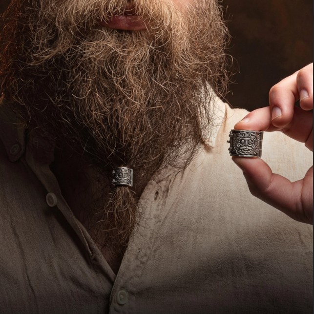 Handcrafted Odin's Beard Bead with Latch & Grip Teeth - Sterling Silver
