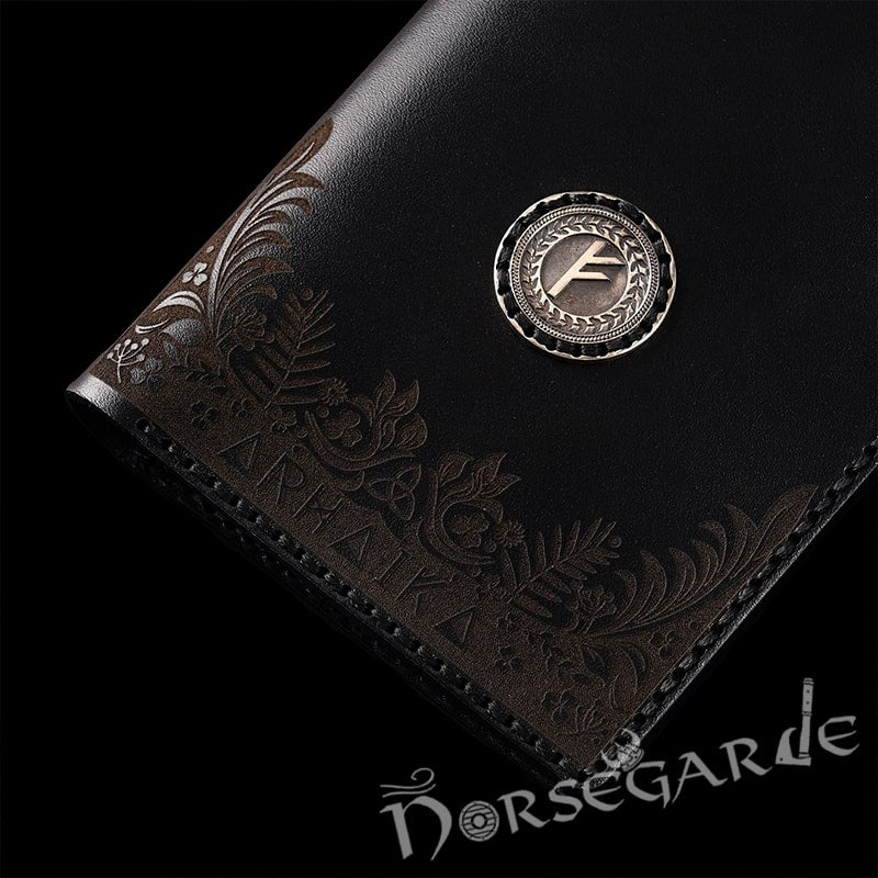 Handcrafted Leather Wallet 'Fehu' - Black