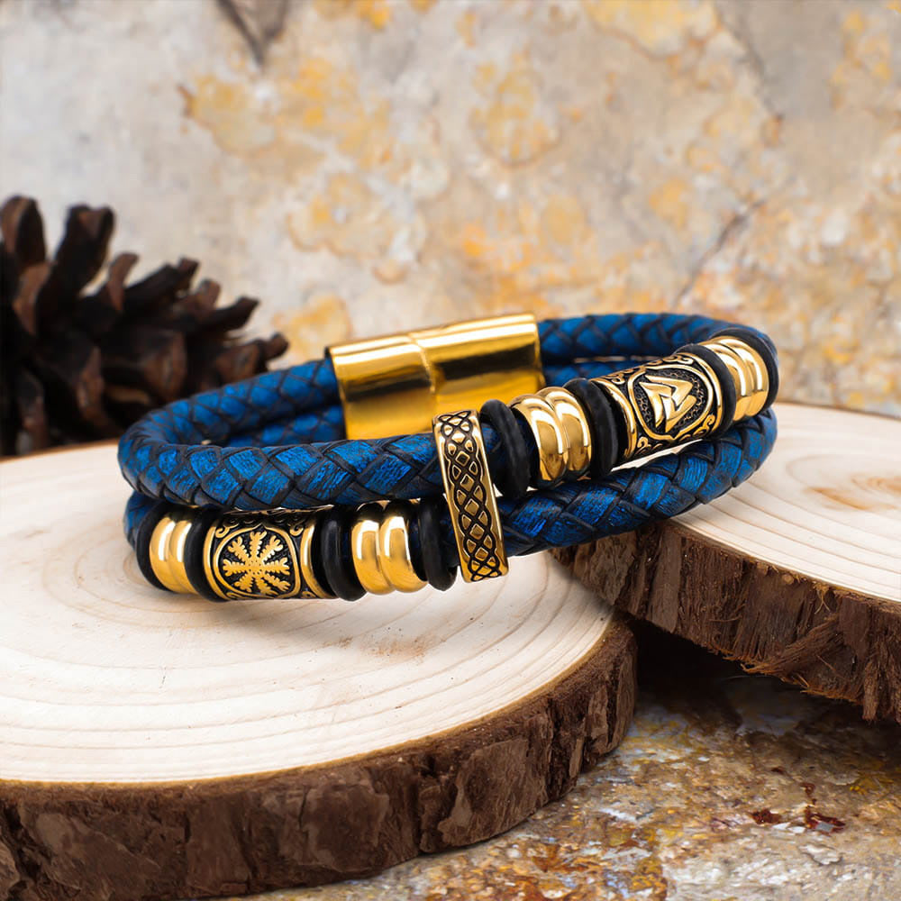 Viking Bead Fjord Blue Leather Bracelet