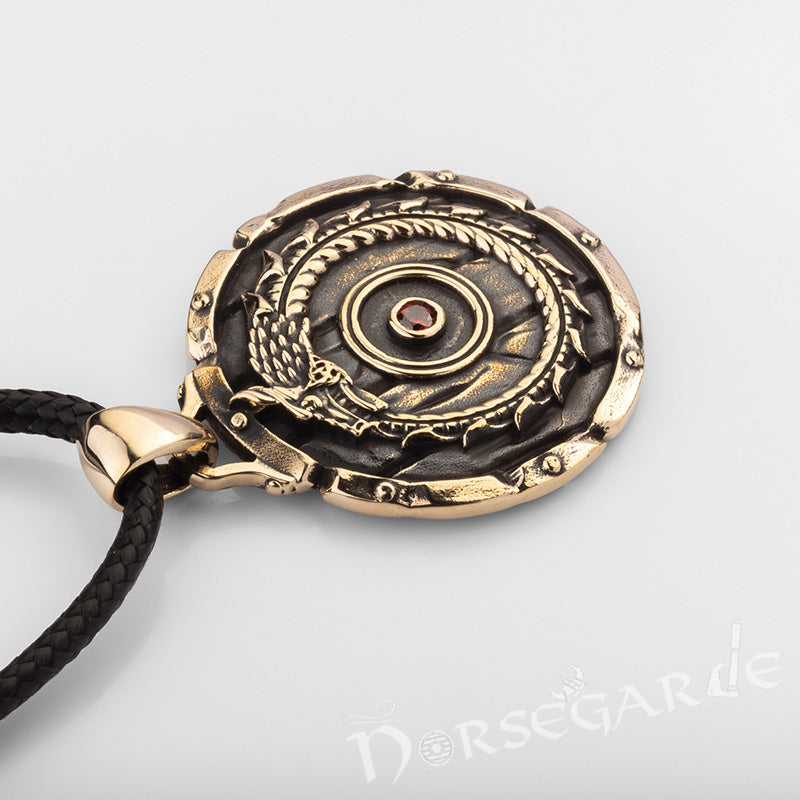 Handcrafted Serpent Shield Pendant - Brass