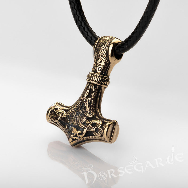 Handcrafted Mammen Engraved Small Mjölnir - Brass