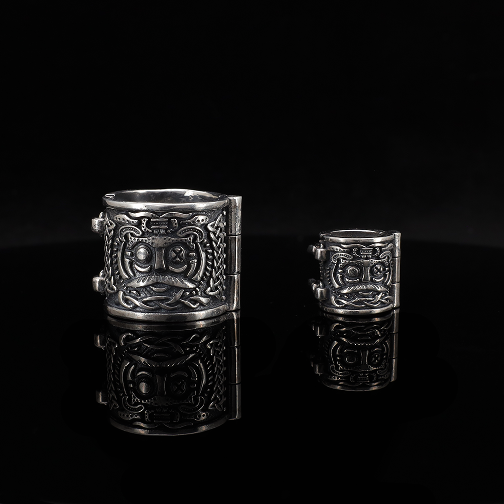 Handcrafted Odin's Beard Bead with Latch & Grip Teeth - Sterling Silver