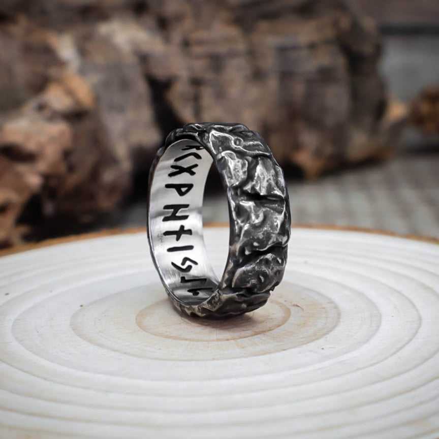 Viking Runic Blacksmith Ring - Norse Elder Rune Band