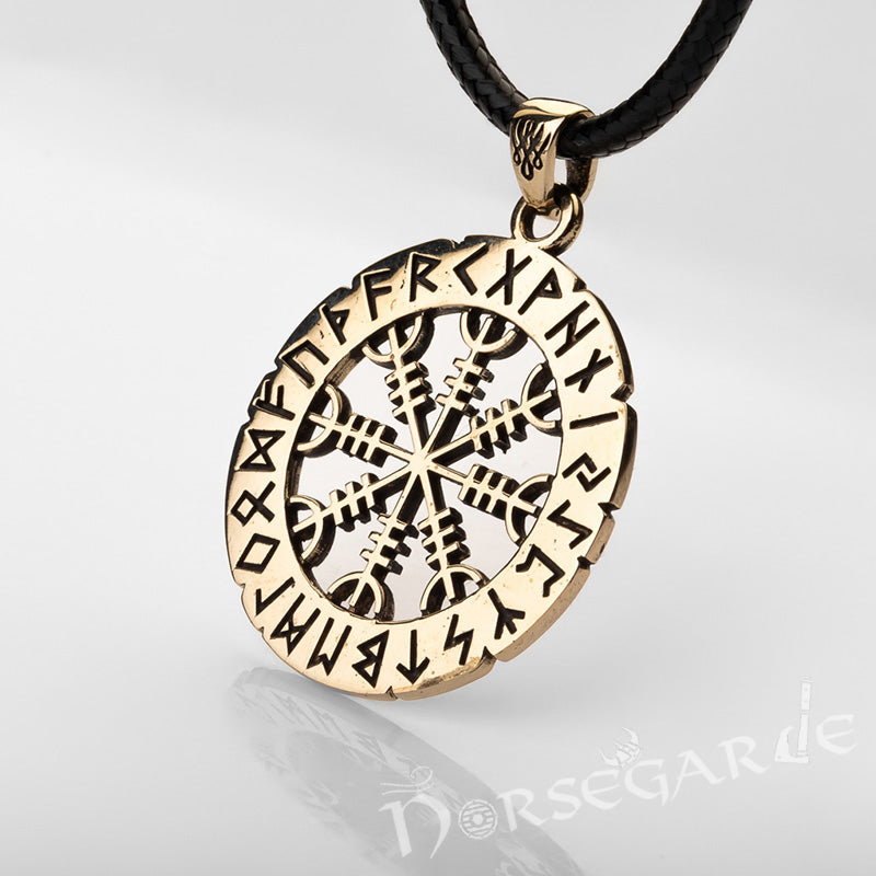 Handcrafted Runic Helm of Awe Amulet - Brass