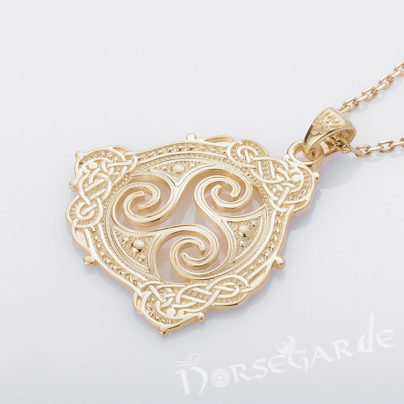 Handcrafted Celtic Triskelion Pendant - Gold