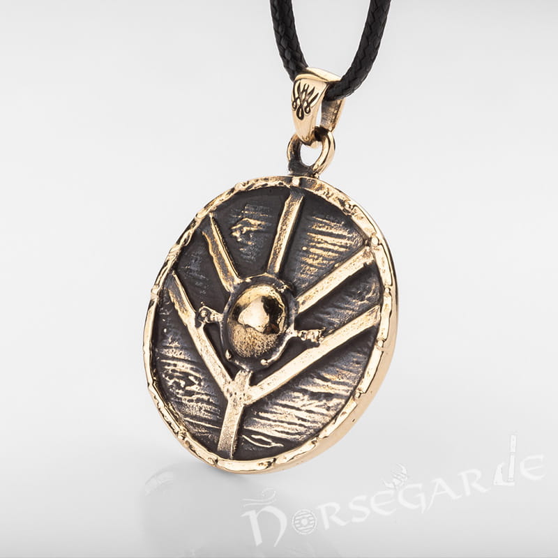 Handcrafted Reinforced Shield Pendant - Brass
