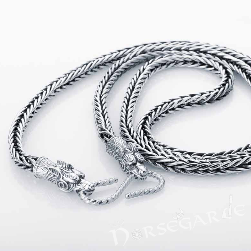 Handcrafted Wheat Chain with Wolves - Sterling Silver