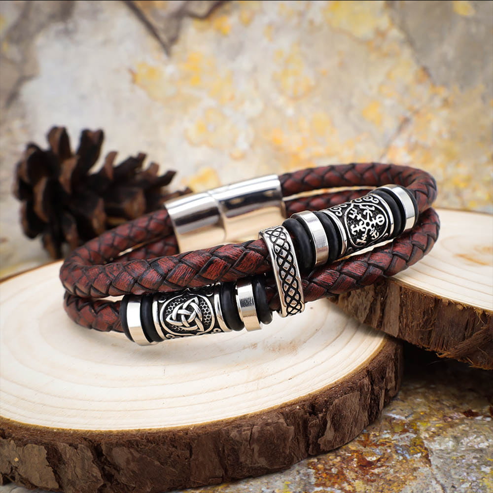 Viking Bead Ravenwood Brown Leather Bracelet