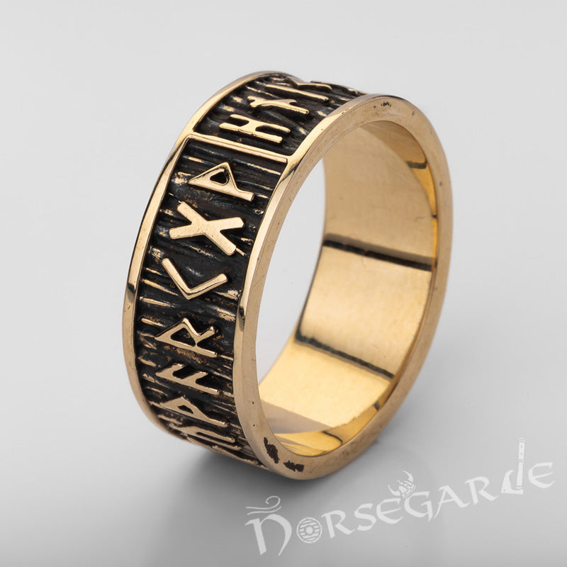 Handcrafted Elder Futhark Runic Band - Brass