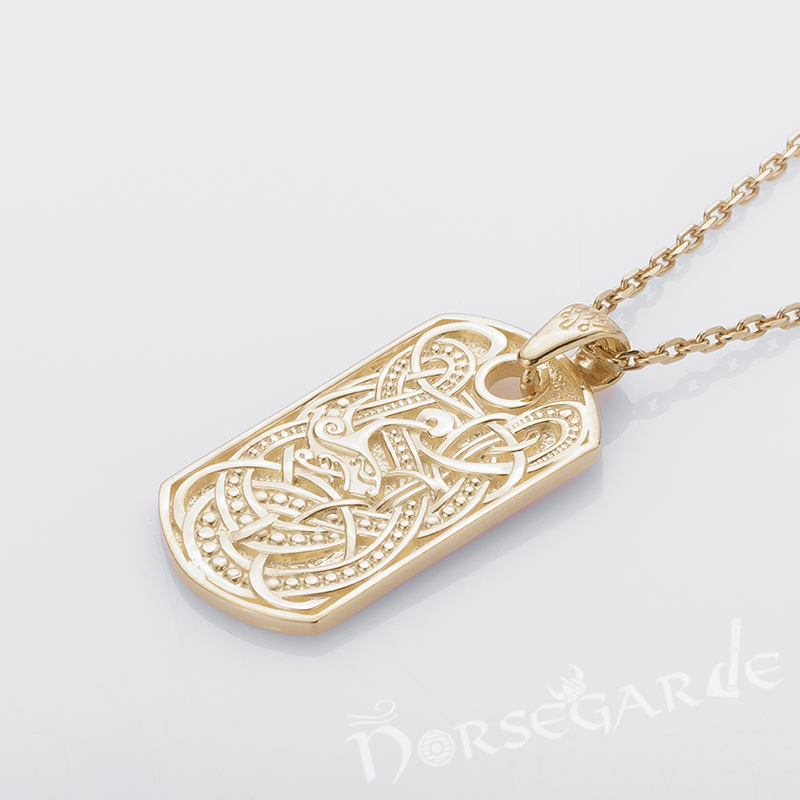 Handcrafted Urnes Ornament Pendant - Gold