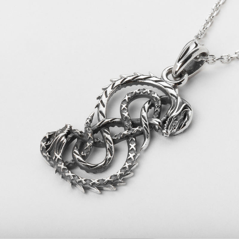 Handcrafted Coiled Jormungandr Pendant - Sterling Silver