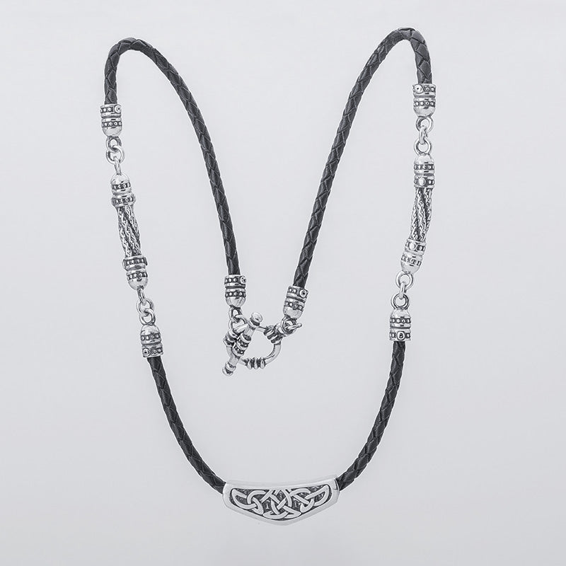 Handcrafted Nordic Treasures Leather Necklace - Sterling Silver
