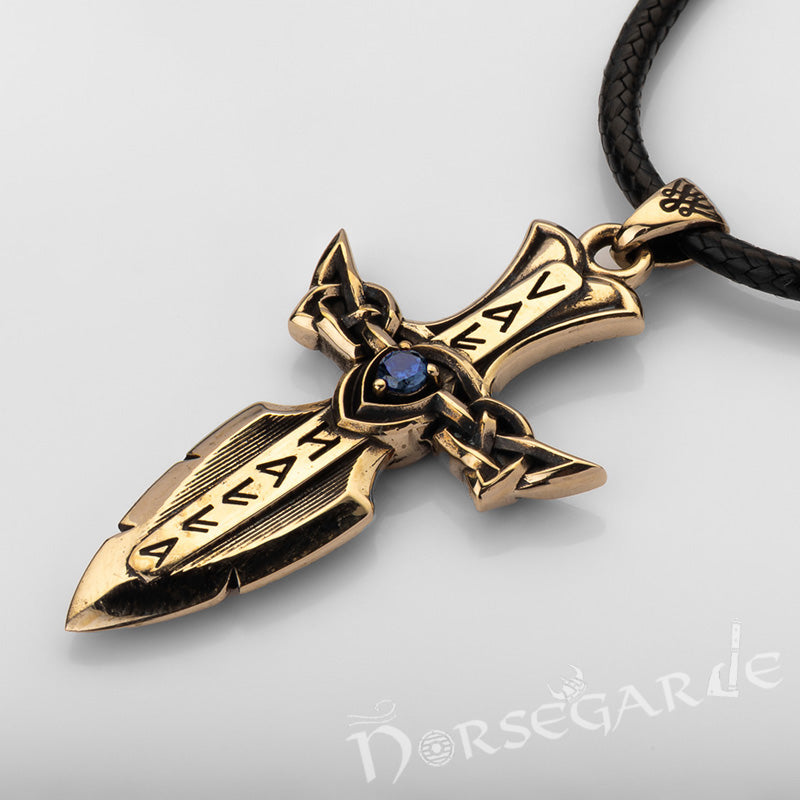 Handcrafted Valhalla Dagger Pendant - Brass