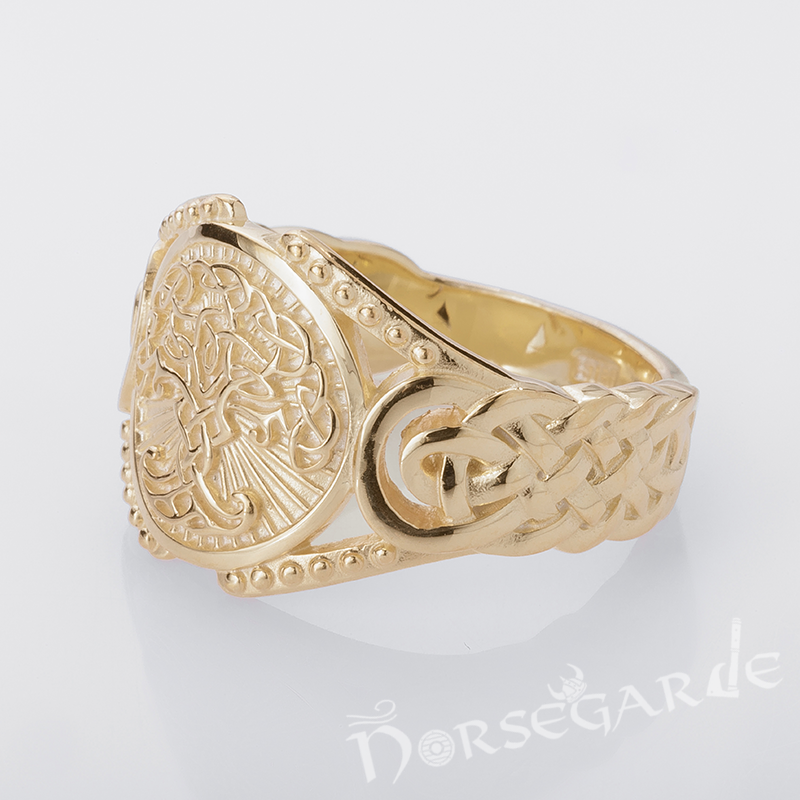 Handcrafted Yggdrasil Braid Ornament Ring - Gold