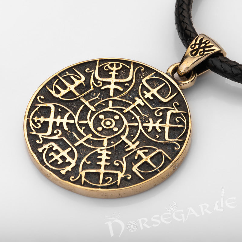 Handcrafted Vegvisir Rune Amulet - Brass