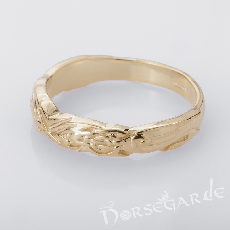 Handcrafted Clashed Ravens Band - Gold
