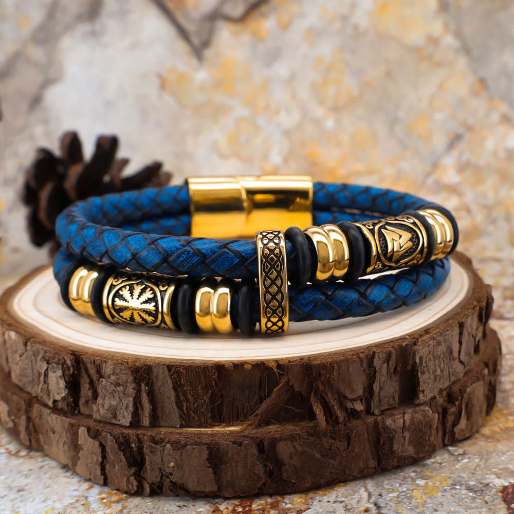 Viking Bead Fjord Blue Leather Bracelet