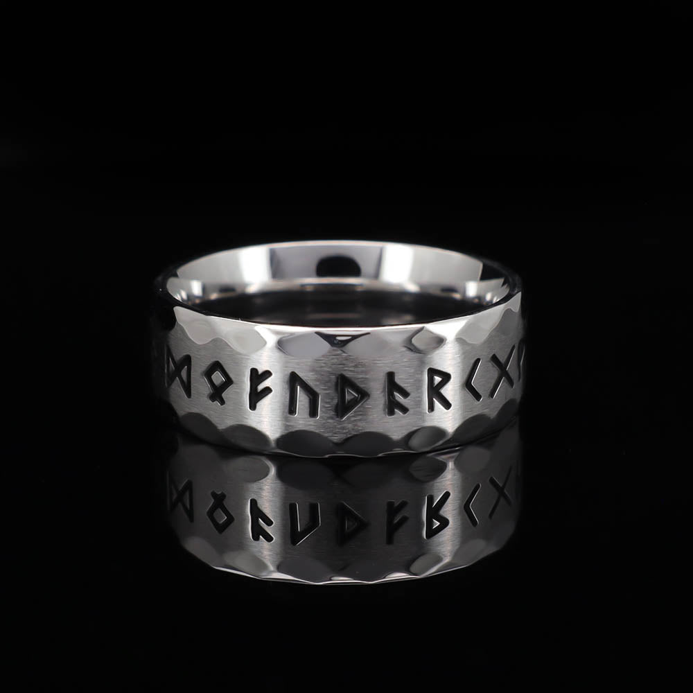 Bright Tapped Texture Runed Band - Stainless Steel