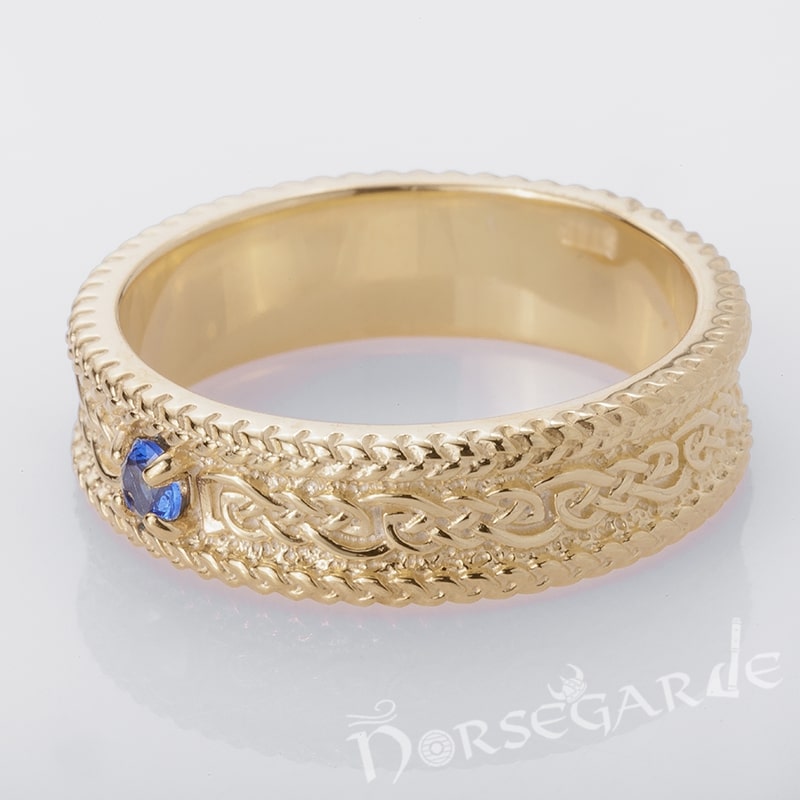 Handcrafted Endless Knot Band - Gold with Gem