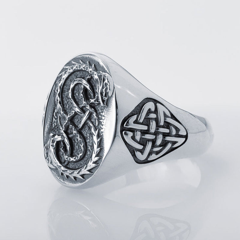 Handcrafted Coiled Jormungandr Knot Ring - Sterling Silver