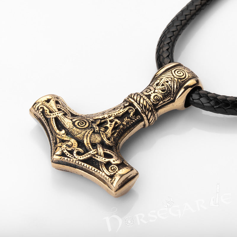 Handcrafted Mammen Engraved Small Mjölnir - Brass