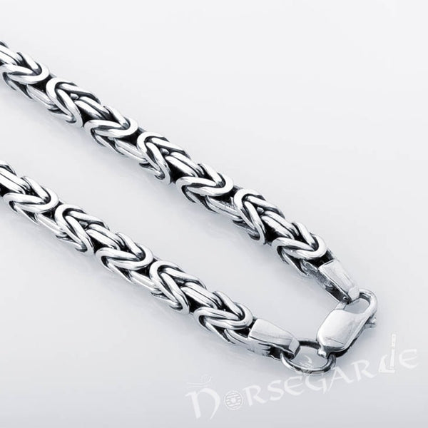 Sterling Silver Byzantine Chain Necklace — Viking Style Handcrafted Jewelry
