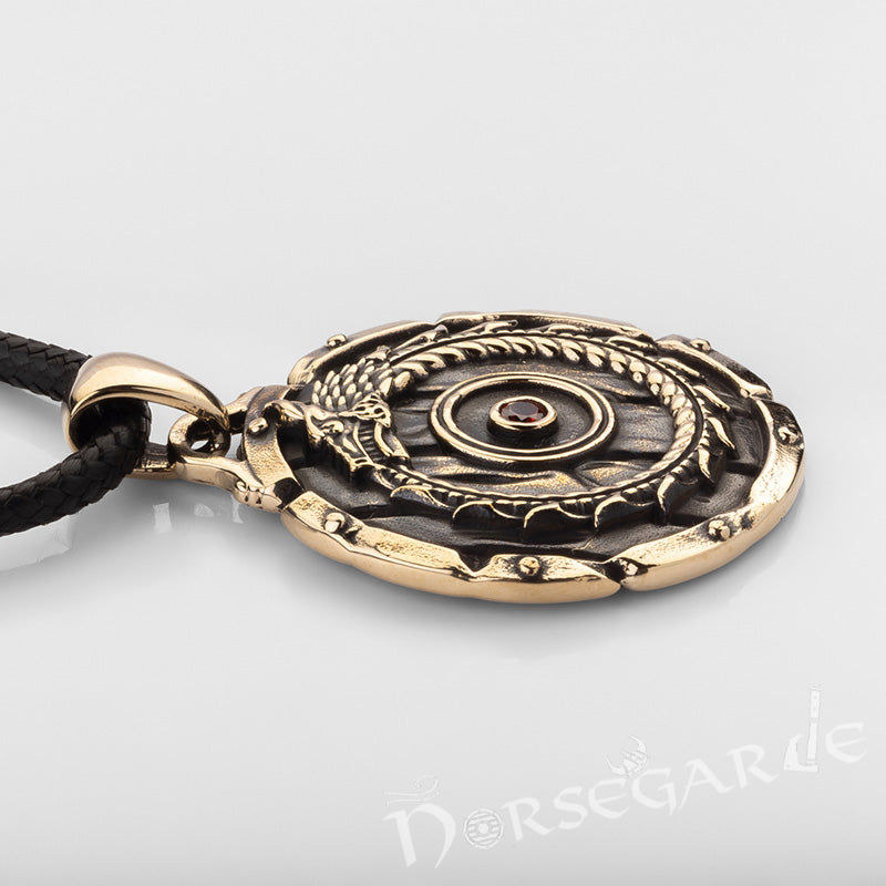 Handcrafted Serpent Shield Pendant - Brass
