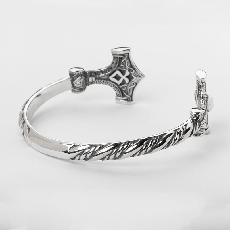 Handcrafted Thor's Strength Arm Ring - Sterling Silver