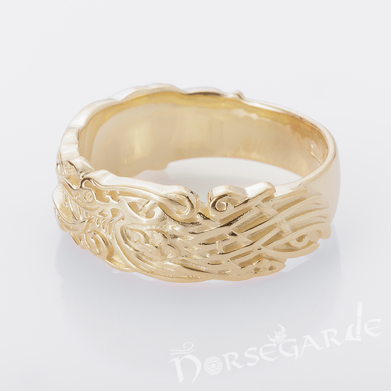 Handcrafted Odin's Ravens Band - Gold